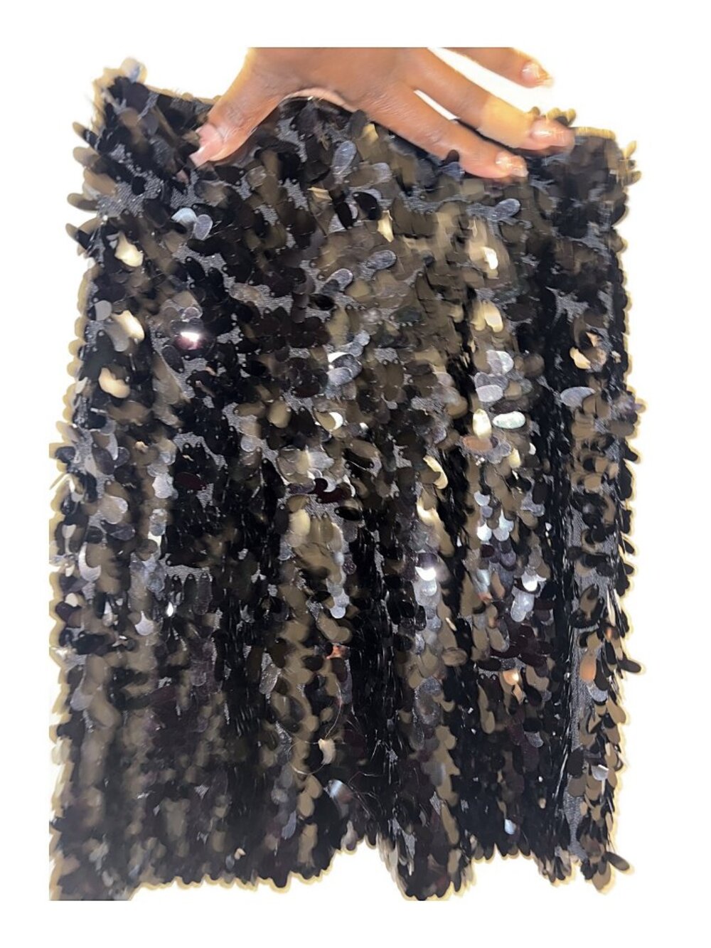 H&M Black Oversized Sequin Mini Skirt XS Paillette Party Holiday Statement